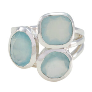 Natural Gemstone  Faincy Faceted Aqua Chalcedony ring