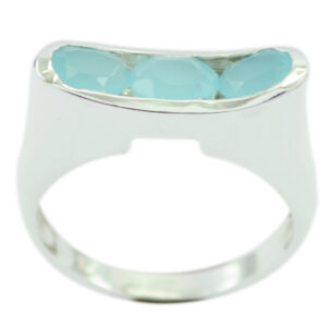 Real Gemstones Faincy Faceted Aqua Chalcedony rings