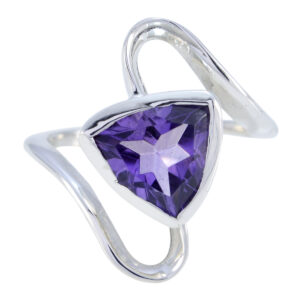 Nice Gemstone  Triangle Faceted Amethyst ring