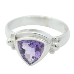 Natural Gemstone  Triangle Faceted Amethyst rings
