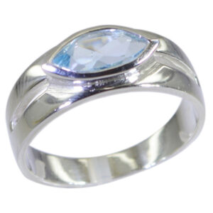 Good Gemstones Marquise Faceted Blue Topaz rings