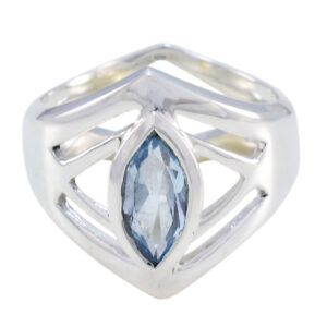 Natural Gemstone  Marquise Faceted Blue Topaz ring