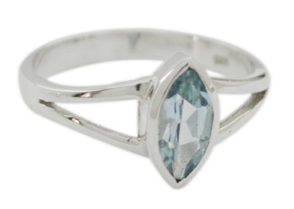 Real Gemstones Marquise Faceted Blue Topaz rings