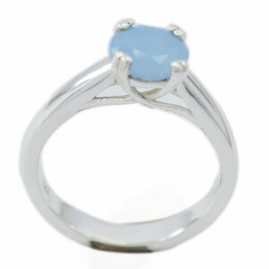 Good Gemstones Round Faceted Chalcedony ring