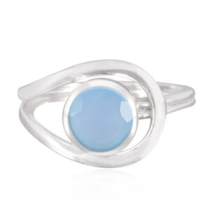 Genuine Gems Round Faceted Chalcedony ring